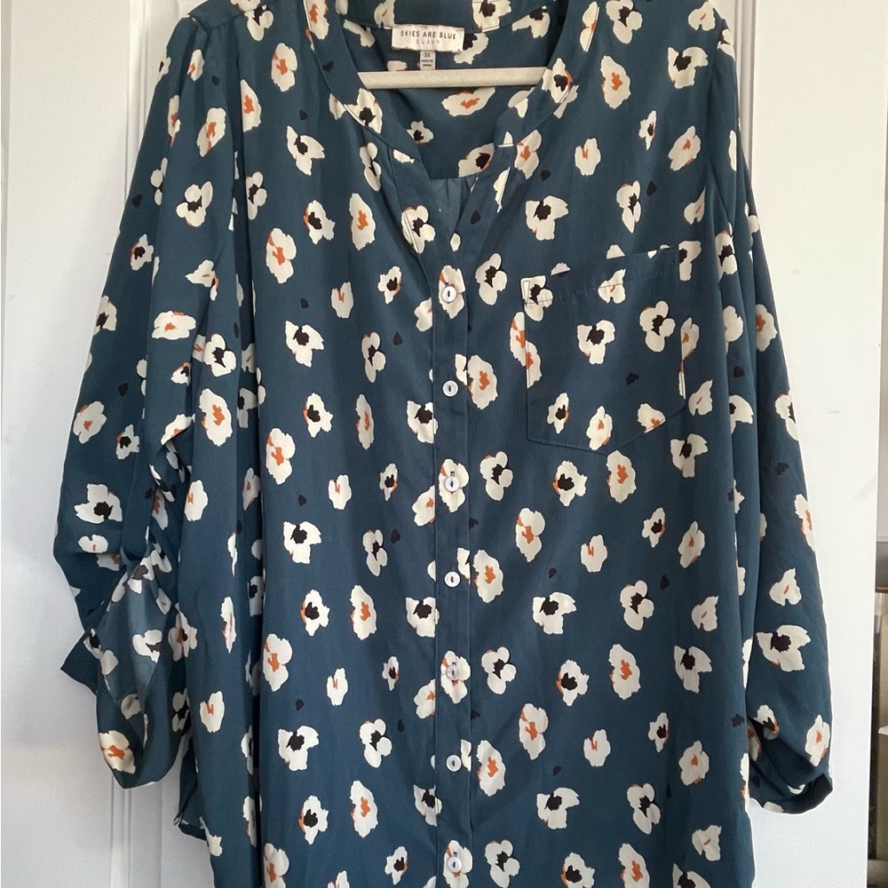 Blue Floral Women's Top